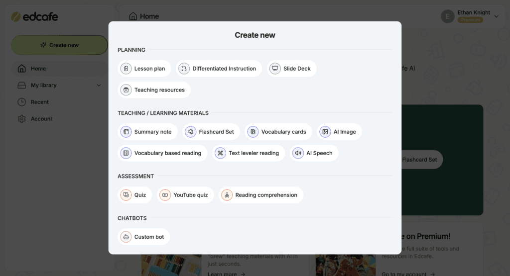 AI-Powered Teaching Assistants List #1, Edcafe AI - Available content generators