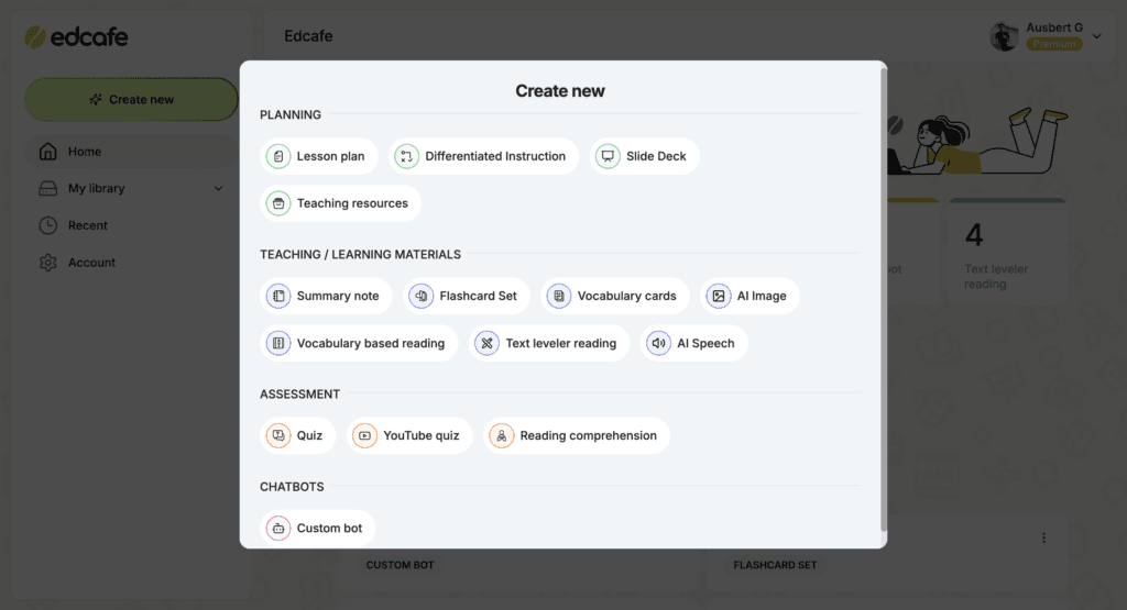 Integrating AI in the classroom with Edcafe AI - content generators line up