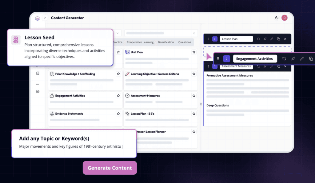 Eduaide AI lesson planning interface